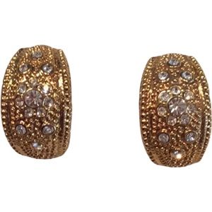 Gold and rhinestone clip earrings